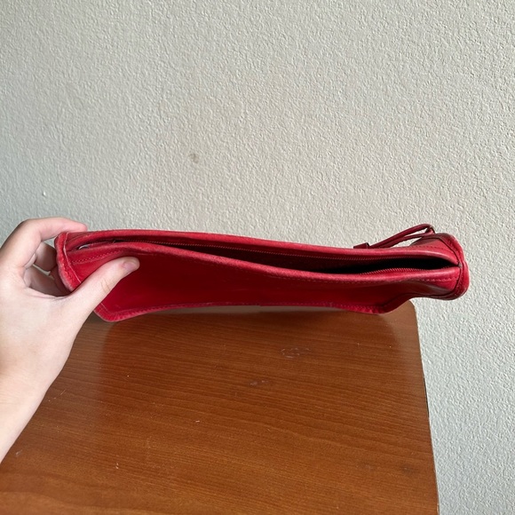 Genuine Leather Red Crossbody Vintage Basic Bag Made in Hong Kong Women’s Travel - Picture 11 of 16